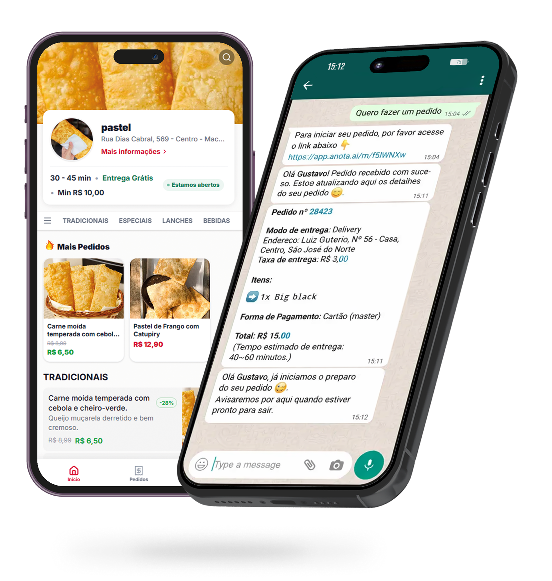 Mockup Cardápio e WhatsApp Alinhafood